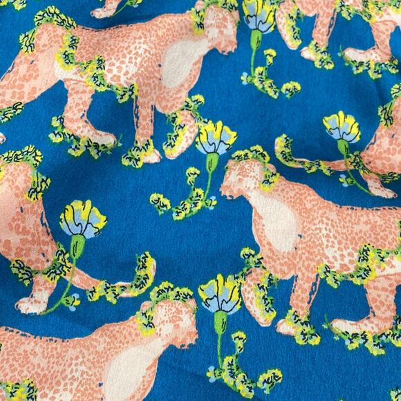 Their Nibs Pajama Top Cheetah Jungle Pocket Pyjama Blouse Asian Inspired V-neck - Picture 10 of 10